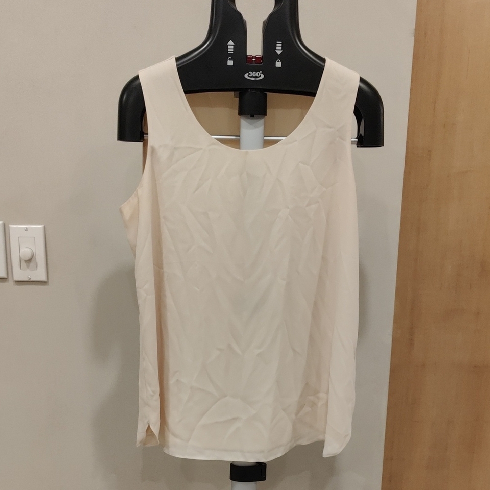 Cream Sleeveless Tank Top with Square Neckline
